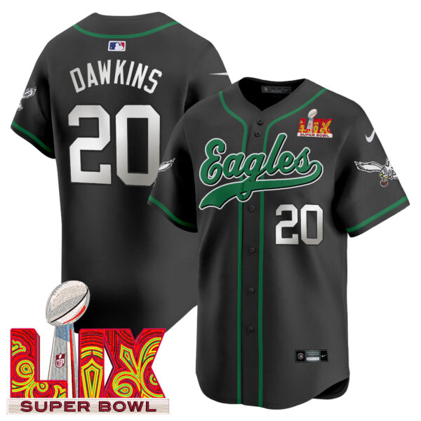 Men's Eagles Super Bowl LIX Patch Kelly Green Vapor Baseball Jersey V2 - All Stitched - Image 47