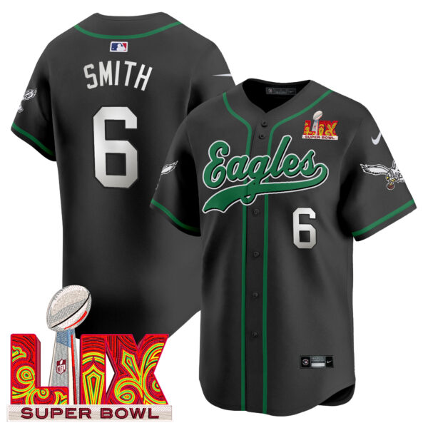 Men's Eagles Super Bowl LIX Patch Kelly Green Vapor Baseball Jersey V2 - All Stitched - Image 44