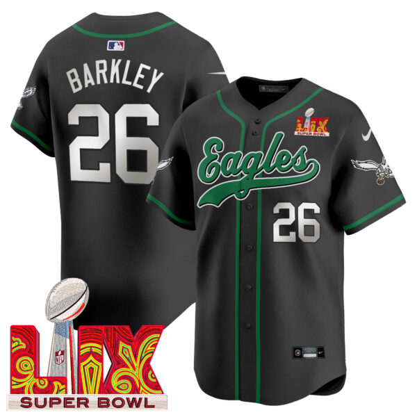 Men's Eagles Super Bowl LIX Patch Kelly Green Vapor Baseball Jersey V2 - All Stitched - Image 41
