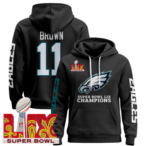 Philadelphia Eagles Super Bowl LIX Patch Pullover Hoodie V5 - All Stitched - Image 8
