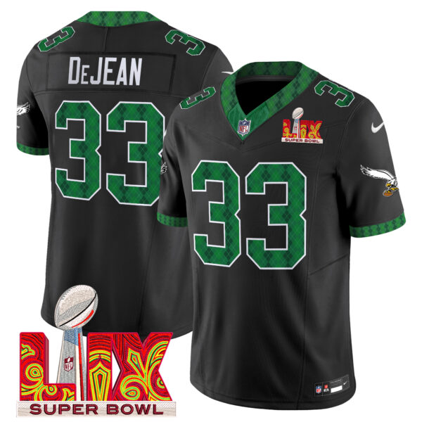 Men's Eagles Kelly Green St. Patrick's Day Super Bowl LIX Patch Vapor Limited Jersey - All Stitched - Image 27