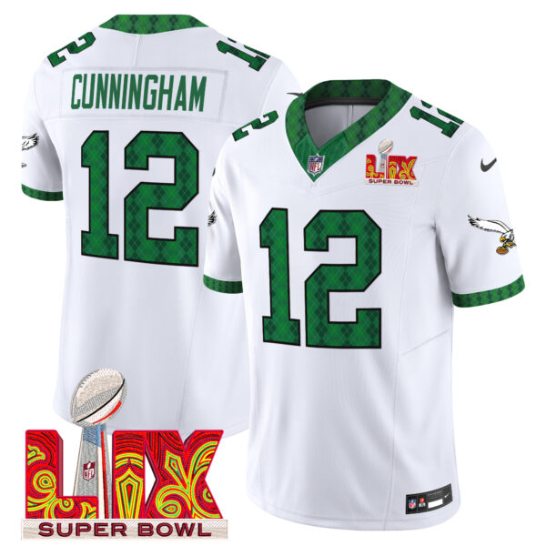 Men's Eagles Kelly Green St. Patrick's Day Super Bowl LIX Patch Vapor Limited Jersey - All Stitched - Image 5