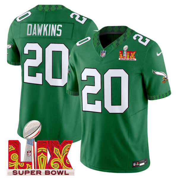 Men's Eagles Kelly Green St. Patrick's Day Super Bowl LIX Patch Vapor Limited Jersey - All Stitched - Image 16