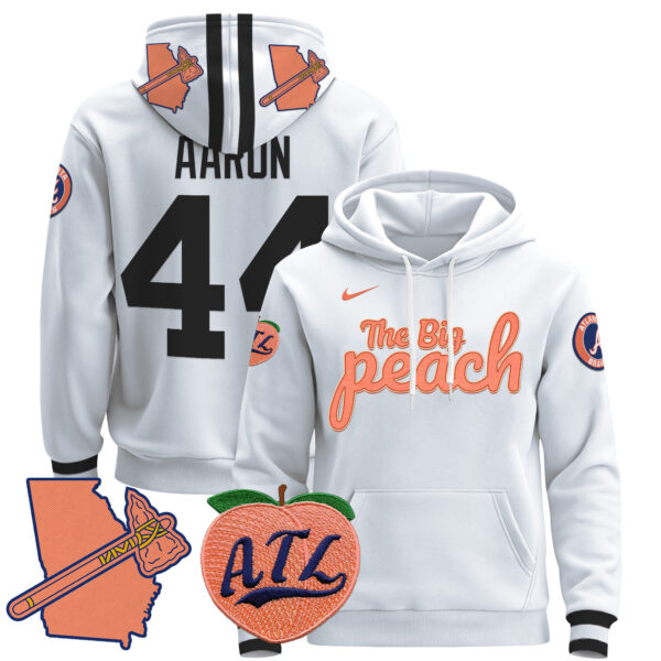 Men's Atlanta Braves The Big Peach Pullover Hoodie - All Stitched - Image 29