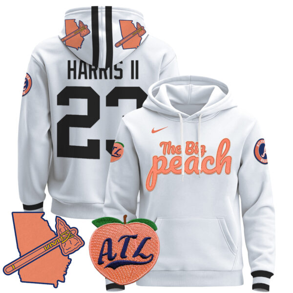 Men's Atlanta Braves The Big Peach Pullover Hoodie - All Stitched - Image 25