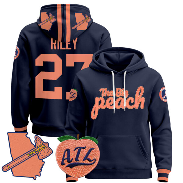 Men's Atlanta Braves The Big Peach Pullover Hoodie - All Stitched - Image 32