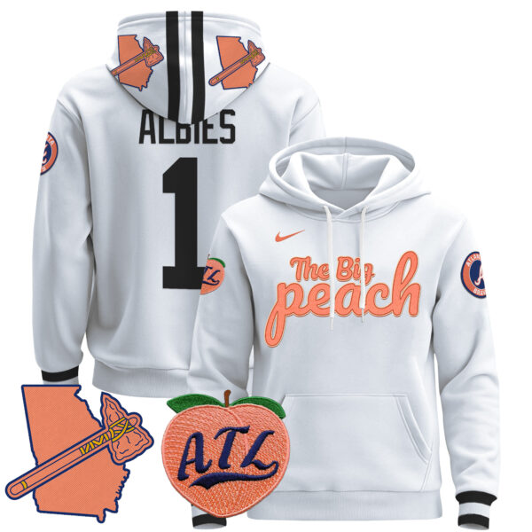 Men's Atlanta Braves The Big Peach Pullover Hoodie - All Stitched - Image 27
