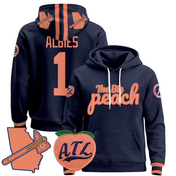 Men's Atlanta Braves The Big Peach Pullover Hoodie - All Stitched - Image 37