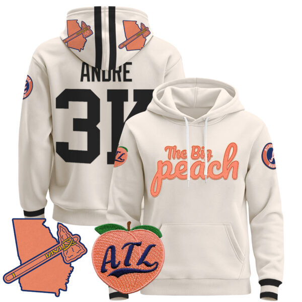 Men's Atlanta Braves The Big Peach Pullover Hoodie - All Stitched - Image 4