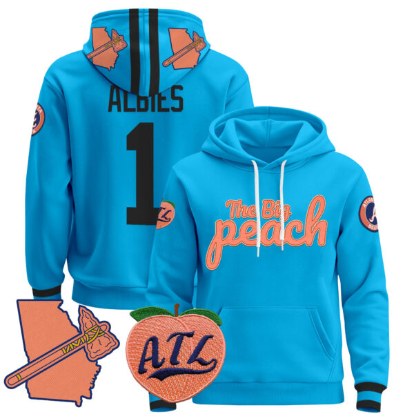 Men's Atlanta Braves The Big Peach Pullover Hoodie - All Stitched - Image 47