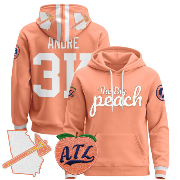 Men's Atlanta Braves The Big Peach Pullover Hoodie - All Stitched - Image 14