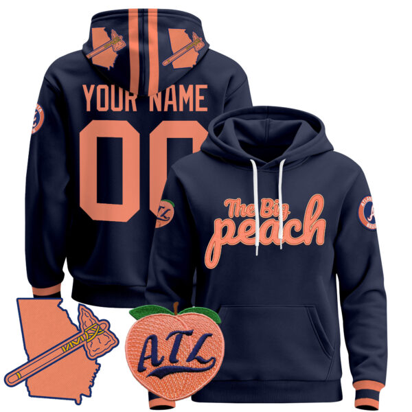 Atlanta Braves The Big Peach Custom Pullover Hoodie - All Stitched - Image 4