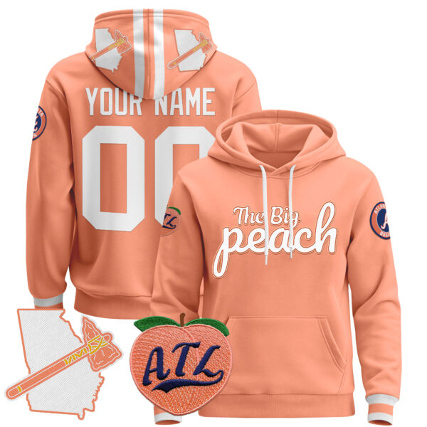 Atlanta Braves The Big Peach Custom Pullover Hoodie - All Stitched - Image 2
