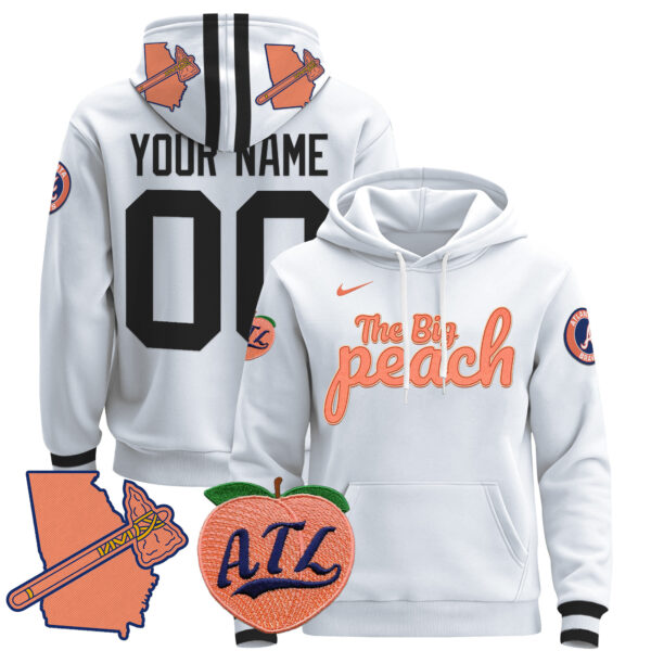 Atlanta Braves The Big Peach Custom Pullover Hoodie - All Stitched - Image 3
