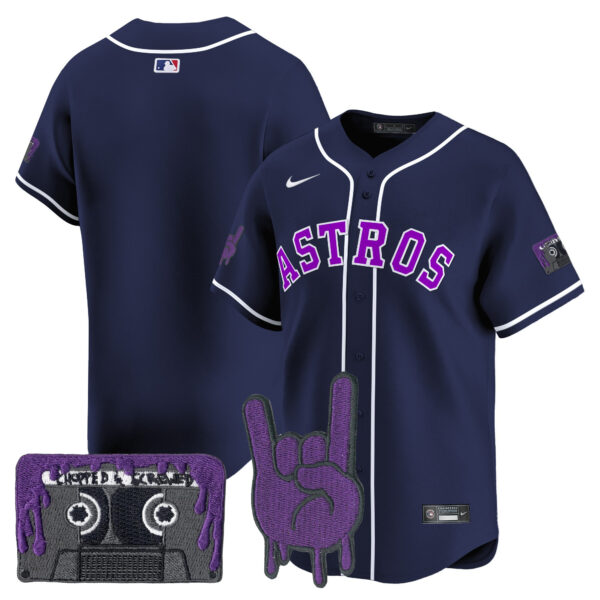 Youth's Houston Astros DJ Screw Patch Vapor Premier Limited Jersey - All Stitched - Image 60