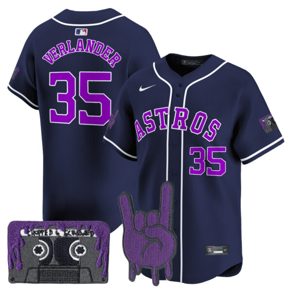 Youth's Houston Astros DJ Screw Patch Vapor Premier Limited Jersey - All Stitched - Image 55