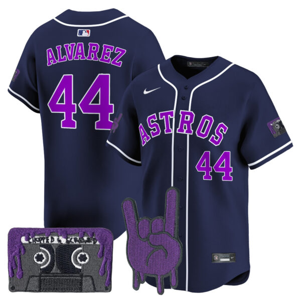 Youth's Houston Astros DJ Screw Patch Vapor Premier Limited Jersey - All Stitched - Image 54