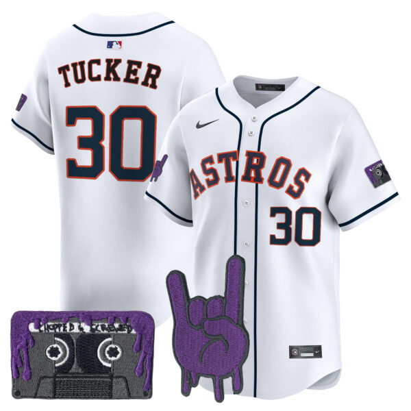 Youth's Houston Astros DJ Screw Patch Vapor Premier Limited Jersey - All Stitched - Image 44