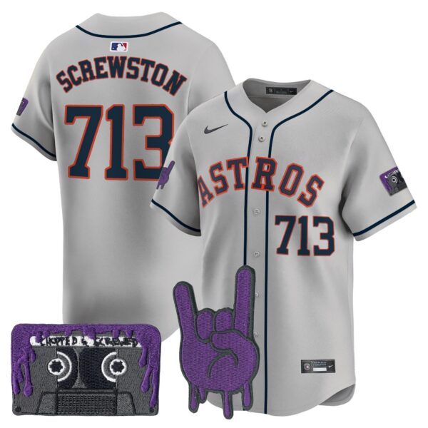Youth's Houston Astros DJ Screw Patch Vapor Premier Limited Jersey - All Stitched