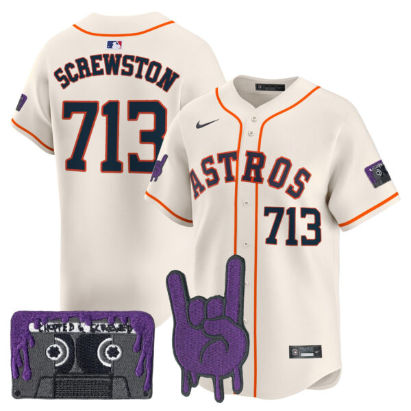 Youth's Houston Astros DJ Screw Patch Vapor Premier Limited Jersey - All Stitched - Image 2