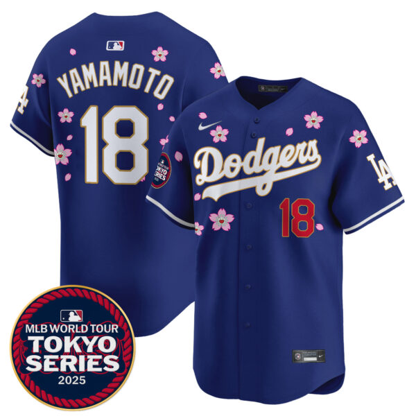 Men's Dodgers Tokyo Series 2025 Gold Trim Vapor Premier Limited Jersey - Stitched - Image 19