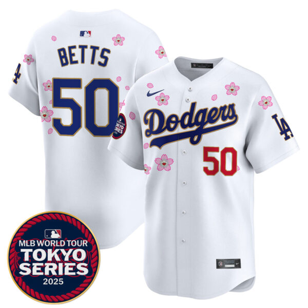 Men's Dodgers Tokyo Series 2025 Gold Trim Vapor Premier Limited Jersey - Stitched - Image 10
