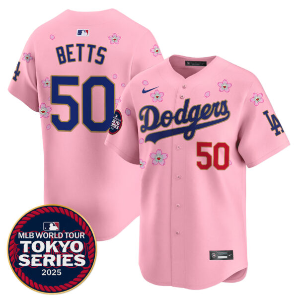 Men's Dodgers Tokyo Series 2025 Gold Trim Vapor Premier Limited Jersey - Stitched - Image 37