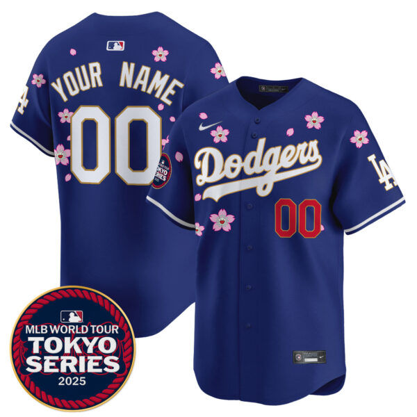 Dodgers Tokyo Series 2025 Gold Trim Vapor Premier Limited Custom Jersey - Stitched - Image 2