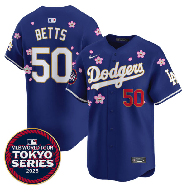 Men's Dodgers Tokyo Series 2025 Gold Trim Vapor Premier Limited Jersey V2 - Stitched - Image 51