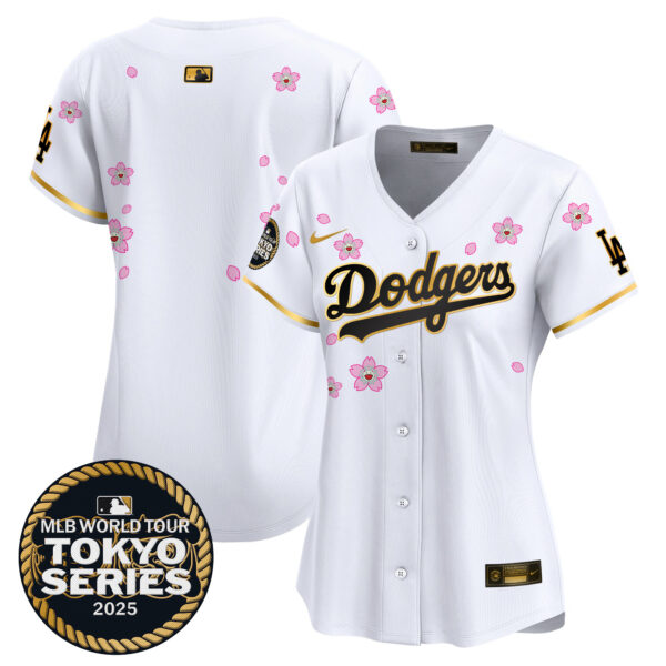 Women's Dodgers Tokyo Series 2025 Gold Trim Vapor Premier Limited Jersey V2 - Stitched - Image 15
