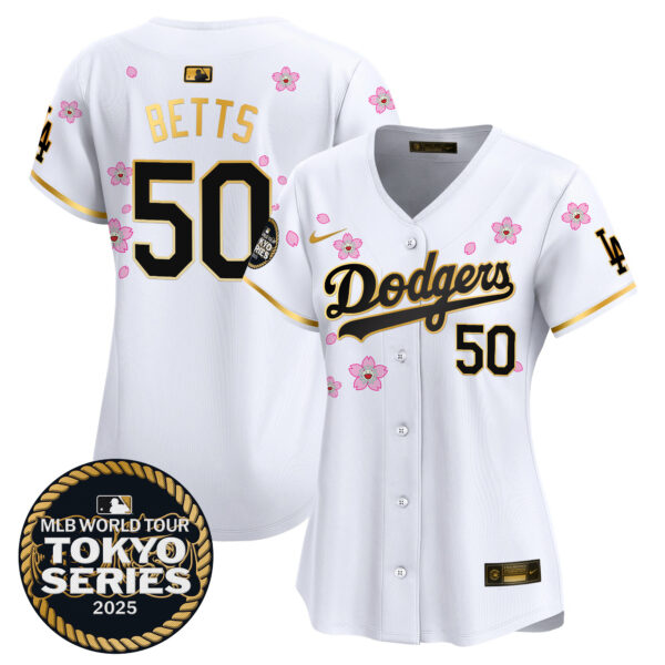 Women's Dodgers Tokyo Series 2025 Gold Trim Vapor Premier Limited Jersey V2 - Stitched - Image 10