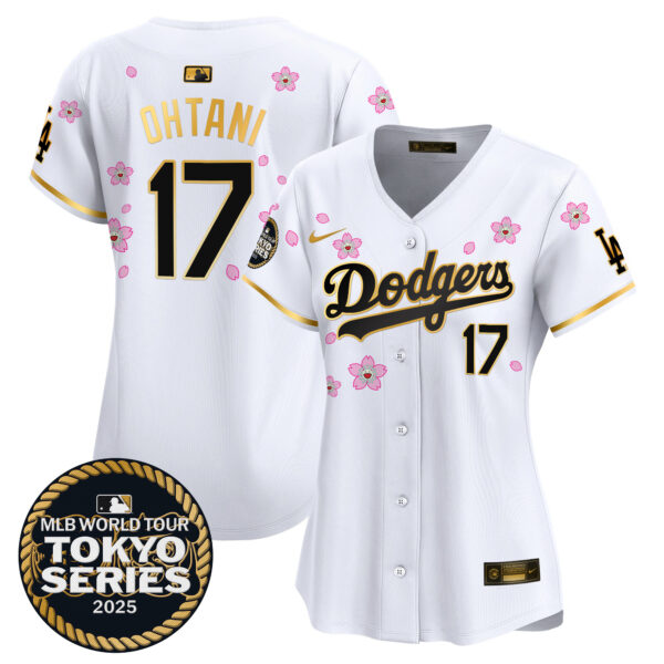 Women's Dodgers Tokyo Series 2025 Gold Trim Vapor Premier Limited Jersey V2 - Stitched - Image 5