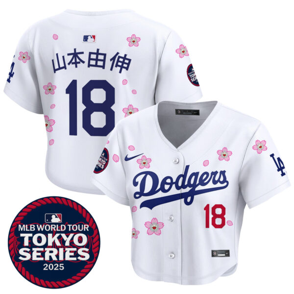 Women's Dodgers Tokyo Series 2025 Crop Top Baseball Jersey - Stitched - Image 3