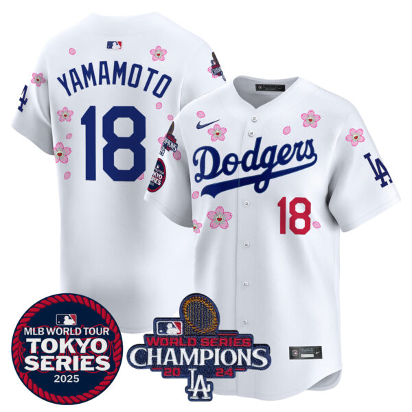 Men's Dodgers Tokyo Series 2025 World Series Champions Patch Vapor Premier Limited Jersey - Stitched - Image 9