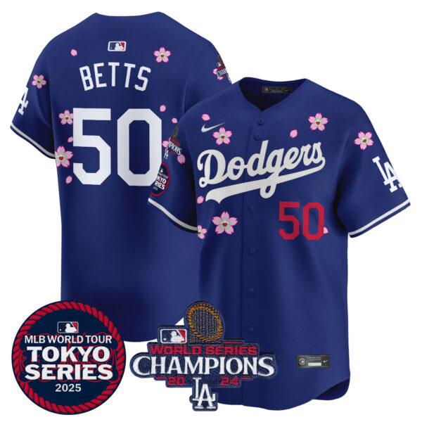 Men's Dodgers Tokyo Series 2025 World Series Champions Patch Vapor Premier Limited Jersey - Stitched - Image 14
