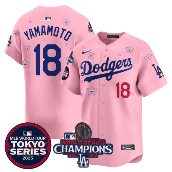 Men's Dodgers Tokyo Series 2025 World Series Champions Patch Vapor Premier Limited Jersey - Stitched - Image 28