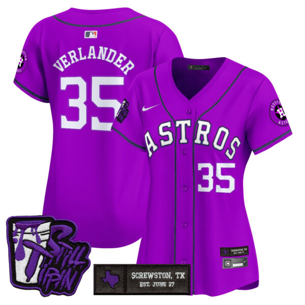 Women's Houston Astros DJ Screw Still Tippin Purple Patch Vapor Premier Limited Jersey - All Stitched - Image 7