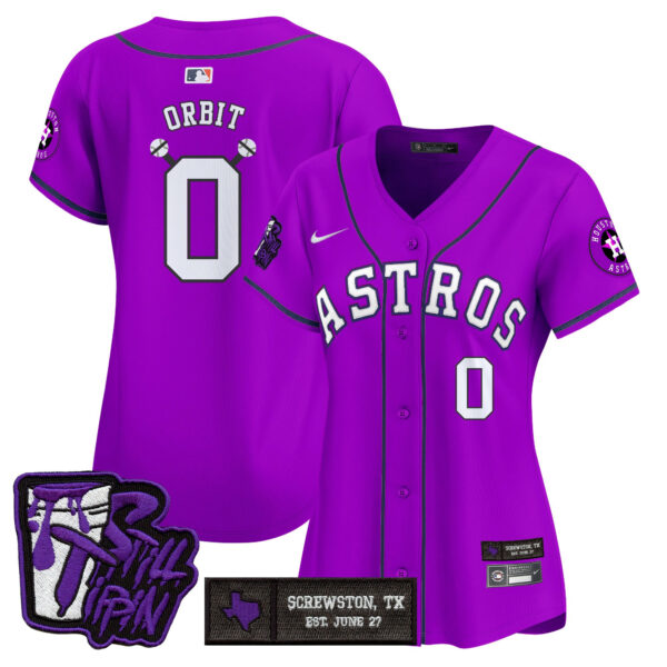 Women's Houston Astros DJ Screw Still Tippin Purple Patch Vapor Premier Limited Jersey - All Stitched - Image 4