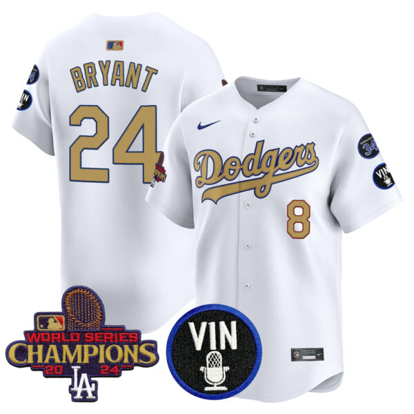 Men's Dodgers 2025 Vin Scully & #34 Fernando Patch Gold Vapor Premier Limited Jersey - All Stitched - Image 8