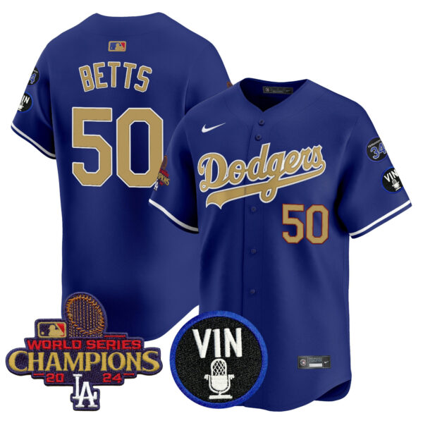 Men's Dodgers 2025 Vin Scully & #34 Fernando Patch Gold Vapor Premier Limited Jersey - All Stitched - Image 18
