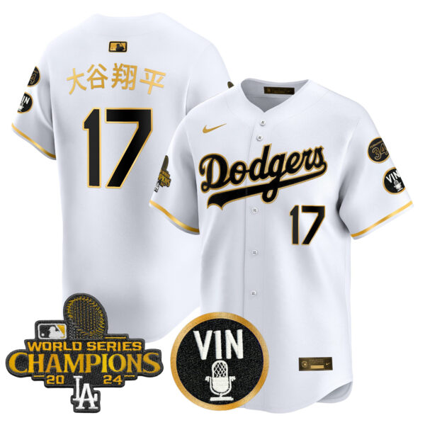 Men's Dodgers 2025 Vin Scully & #34 Fernando Patch Gold Vapor Premier Limited Jersey - All Stitched - Image 58