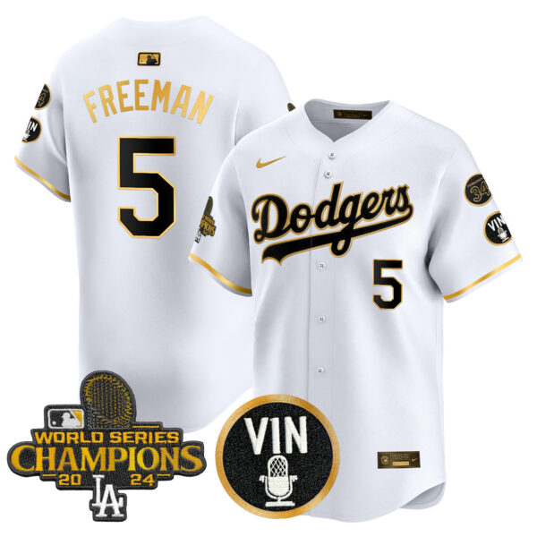 Men's Dodgers 2025 Vin Scully & #34 Fernando Patch Gold Vapor Premier Limited Jersey - All Stitched - Image 53