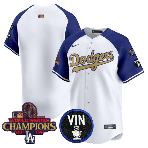 Men's Dodgers 2025 Vin Scully & #34 Fernando Patch Gold Vapor Premier Limited Jersey - All Stitched - Image 36