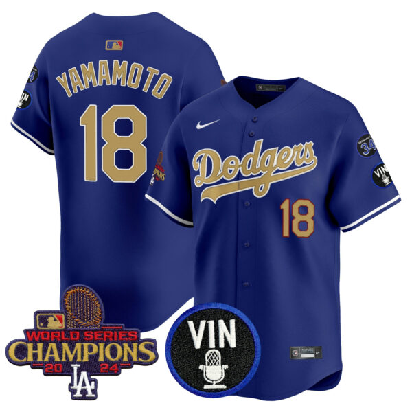 Men's Dodgers 2025 Vin Scully & #34 Fernando Patch Gold Vapor Premier Limited Jersey - All Stitched - Image 14