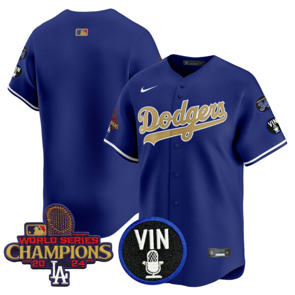 Men's Dodgers 2025 Vin Scully & #34 Fernando Patch Gold Vapor Premier Limited Jersey - All Stitched - Image 24