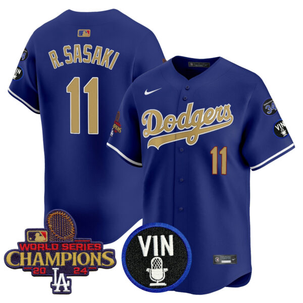 Men's Dodgers 2025 Vin Scully & #34 Fernando Patch Gold Vapor Premier Limited Jersey - All Stitched - Image 15