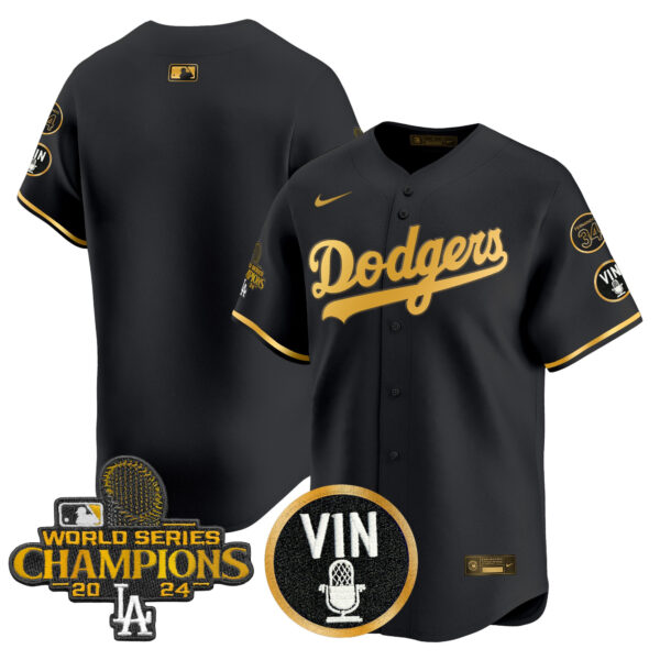 Men's Dodgers 2025 Vin Scully & #34 Fernando Patch Gold Vapor Premier Limited Jersey - All Stitched - Image 48