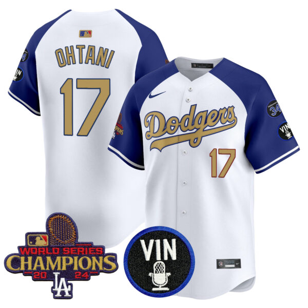 Men's Dodgers 2025 Vin Scully & #34 Fernando Patch Gold Vapor Premier Limited Jersey - All Stitched - Image 25