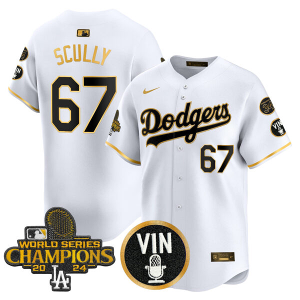 Men's Dodgers 2025 Vin Scully & #34 Fernando Patch Gold Vapor Premier Limited Jersey - All Stitched - Image 56