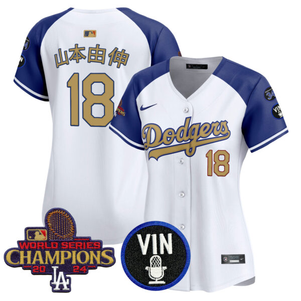 Women's Dodgers 2025 Vin Scully & #34 Fernando Patch Gold Vapor Premier Limited Jersey - All Stitched - Image 35